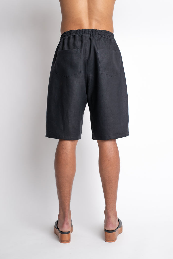 Veraniego: Black Linen Shorts