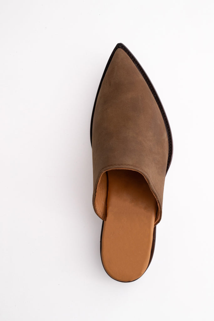 Navaja: Taupe Suede Mules