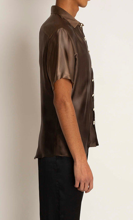 Chela: Taupe Silk Top