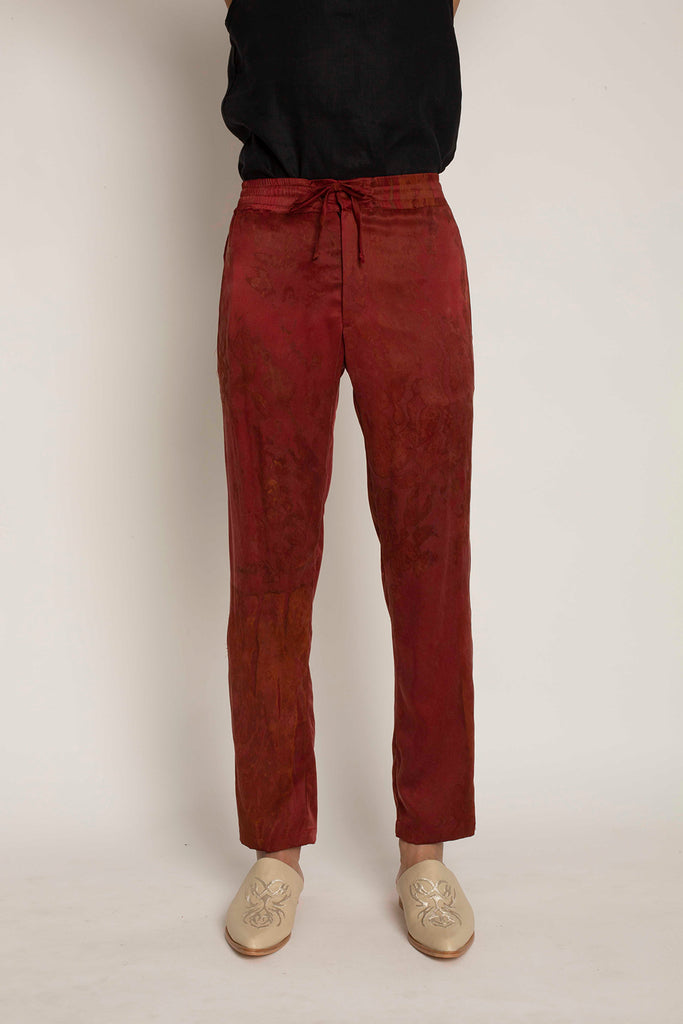 Risas Pants: Red Oxyde Dye Silk